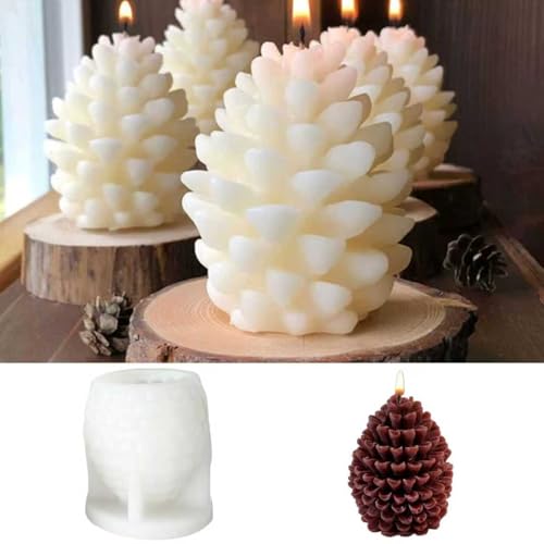 DIY Tannenzapfen Kerzenformen,9 * 8.5cmWeihnachten Tannenzapfen Silikon Kerzenformen,3D Kerzengießform, Gießformen,Weihnachtsbaum Kerzenform Kerzen,Kerzenform Zum Gießen von Taechalingo