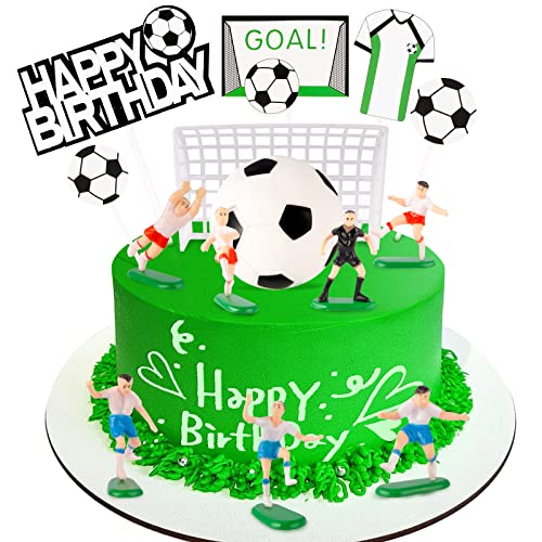 27 Stk Fussball Tortendeko, Fußball Geburtstagstorte Dekoration, Fußball Cupcake Topper, für Fußball-Partydekorationen Sportparty-Dekorationen von Taekooki