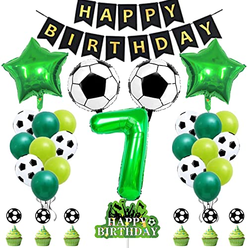 Fußball 7 Geburtstag Deko, Grün Luftballons Geburtstagsdeko 7 Jahre Jungen, für Fußballfans, Fußballspiele Fußball-Weltmeisterschaft Feiern Geburtstag Dekorationen Party Deko von Taekooki