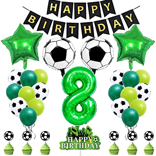 Fußball 8 Geburtstag Deko, Grün Luftballons Geburtstagsdeko 8 Jahre Jungen, für Fußballfans, Fußballspiele Fußball-Weltmeisterschaft Feiern Geburtstag Dekorationen Party Deko von Taekooki