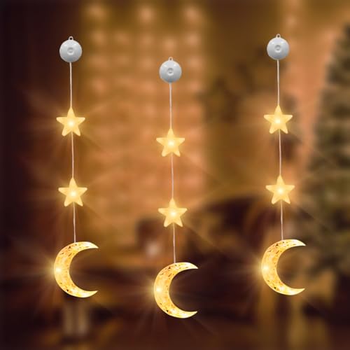 Taekooki 3 Stück Ramadan Deko Fenster Licht, LED Sterne Weihnachtsbeleuchtung, Fenster Lichterkette Batteriebetriebene, mit Saugnapf für Weihnachten Deko, Balkon, Party, Hochzeit Taekooki 3 Stück Ramadan Deko Fenster Licht, LED Sterne Weihnachtsbeleuchtung, Fenster Lichterkette Batteriebetriebene, mit Saugnapf für Weihnachten Deko, Balkon, Party, Hochzeit von Taekooki