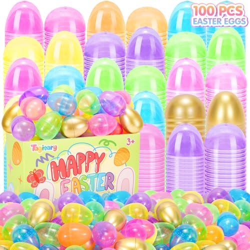 Tagitary Ostereier-Set, 100 Stück, bunte, helle Ostereier, befüllbar, enthält 10 goldene Eier, leere Großpackung für Ostermottoparty, Gastgeschenke für Kinder, perfekt für Ostereiersuche, Korbfüller, Tagitary Ostereier-Set, 100 Stück, bunte, helle Ostereier, befüllbar, enthält 10 goldene Eier, leere Großpackung für Ostermottoparty, Gastgeschenke für Kinder, perfekt für Ostereiersuche, Korbfüller, von Tagitary