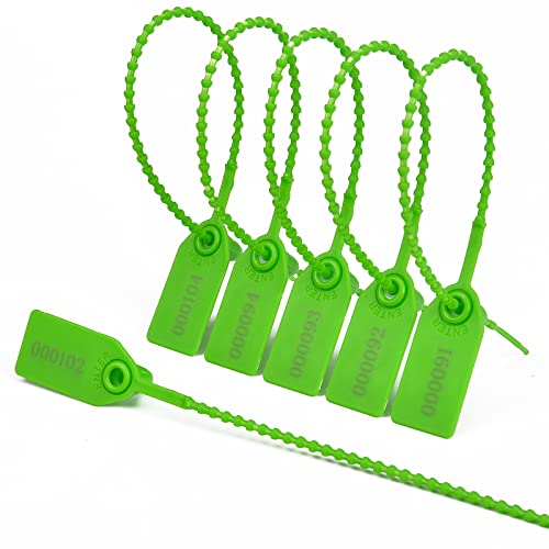 Manipulationssichere Etiketten, Kunststoffversiegelung, blau, nummerierte Kabelbinder für Feuerlöscher, einmalige, selbstbeflockende Etiketten (100 Stück, grün) von Tagmore