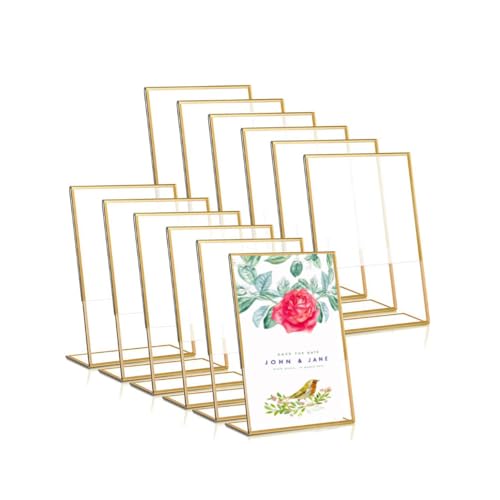 Tagtight 12 Stück Gold doppelseitiger Bilderrahmen, Acryl Tischaufsteller mit Abnehmbarem Basis, Aufsteller T-Ständer, Speisekartenhalter, Tischnummer für Restaurants, Hochzeiten, Bankette und Partys Tagtight 12 Stück Gold doppelseitiger Bilderrahmen, Acryl Tischaufsteller mit Abnehmbarem Basis, Aufsteller T-Ständer, Speisekartenhalter, Tischnummer für Restaurants, Hochzeiten, Bankette und Partys von Tagtight