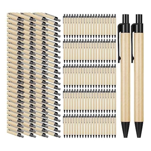 Tagtight 200 Pack Kugelschreiber Stift Set aus Kraftpapier, Kugelschreiber Schwarze Tinte, Einziehbare Kugelschreiber Schreibgerät, Mittlerer Spitze, Kugelschreiber Erzieherin für Schule Bürobedarf Tagtight 200 Pack Kugelschreiber Stift Set aus Kraftpapier, Kugelschreiber Schwarze Tinte, Einziehbare Kugelschreiber Schreibgerät, Mittlerer Spitze, Kugelschreiber Erzieherin für Schule Bürobedarf von Tagtight