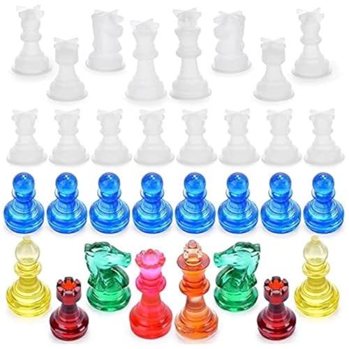 Tagtight 3D-Schachfiguren Silikonform Harz Gießform, Epoxidharz Formen Schachfiguren für DIY Geburtstag Geschenk Macht, Familienfeiern und Brettspiele im Freien von Tagtight