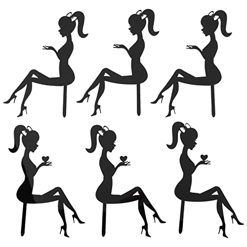 Tagtight 6 Stück High Heel Girl Cake Topper, Hoher Absatz Silhouette Muster Mädchen Geburtstag Kuchen, Kuchen Topper für Mädchen Lady, High Heel Girl Cake Topper (Schwarz) von Tagtight