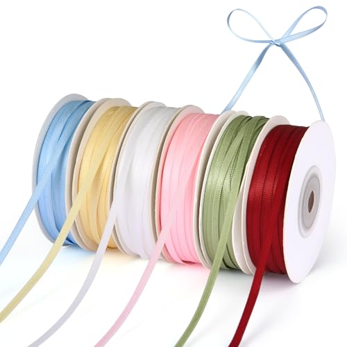 Tahbarshi Satinbänder Bunt 270m, 6 Stück Satinband 3mm x 45m Ribbon Luftballon Band Doppelseitig Geschenkband Schleifenband Satin Dekoband für Hochzeit, Taufe und Geburtstagsgeschenke Tahbarshi Satinbänder Bunt 270m, 6 Stück Satinband 3mm x 45m Ribbon Luftballon Band Doppelseitig Geschenkband Schleifenband Satin Dekoband für Hochzeit, Taufe und Geburtstagsgeschenke von Tahbarshi