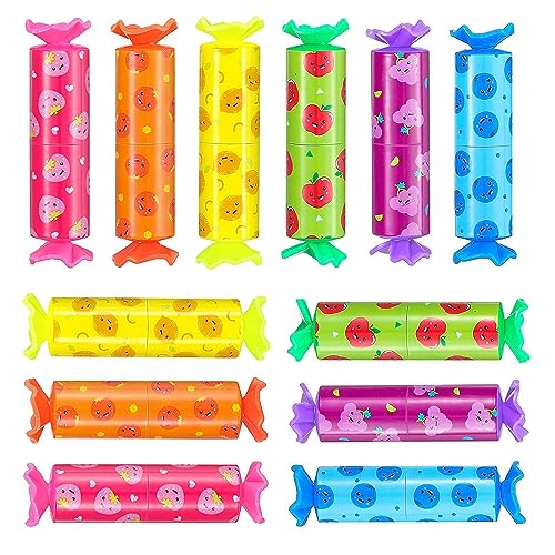 Taicols 12 Stück Mini Textmarker Bonbon Form, 6 Farben Aesthetic Marker Stifte, Lustige Obst Drucke Textmarker, Bonbon Kawaii Marker Stifte für Zuhause, Schule, Büro, Erwachsene Kinder Geschenke (12) von Taicols