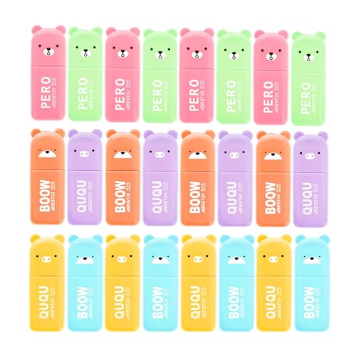 Taicols 24 Stück Mini Textmarker, 6 Farben Aesthetic Marker Stifte, Macarons Pastell Textmarker Set, Kreativer Cartoon Bär Lustige Textmarker, Farben Cartoon Marker, für Familie Schule Büro Taicols 24 Stück Mini Textmarker, 6 Farben Aesthetic Marker Stifte, Macarons Pastell Textmarker Set, Kreativer Cartoon Bär Lustige Textmarker, Farben Cartoon Marker, für Familie Schule Büro von Taicols
