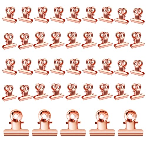 Taicols 50 Stück Kleine Bulldogge Büroklammern, Multi-function Binder Clip, 22mm Metall klammern, Metall Scharnier Clips Briefklemmer für Tags Taschen, Fotos, Zeichnungen, Kunsthandwerk (Roségold) von Taicols
