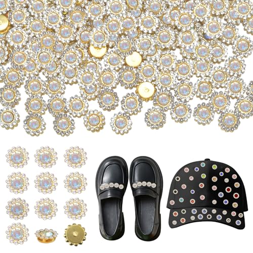 Taikuray Sonnenblumen-Strasssteine zum Aufnähen, 12 mm, Kristall-Edelsteinglas mit Metall-Blumenform, Krallenbasis zum Basteln, Strasssteine für Kleidung, Schuhe, Hüte, Taschen, Nähzubehör (Weiß AB von Taikuray