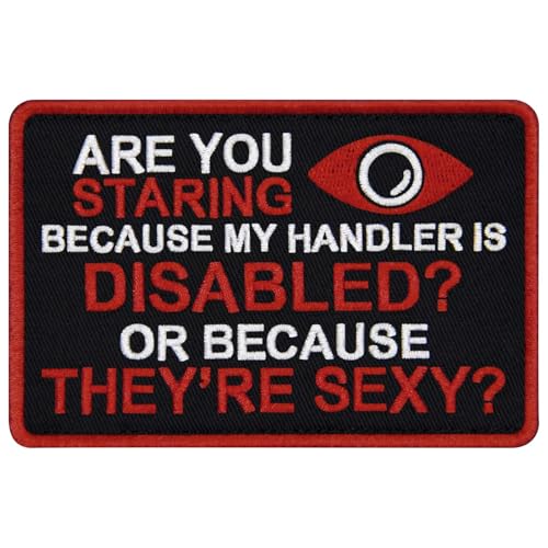 TailWag Planet Aufnäher mit Aufschrift "Are You Staring Because My Handler is Disabled Service", bestickt, mit Klettverschluss von TailWag Planet