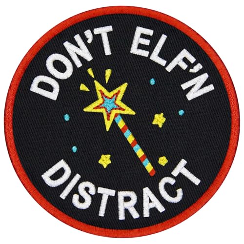 TailWag Planet Aufnäher mit Aufschrift "Don't Elf'n Distract Service", bestickt, mit Klettverschluss von TailWag Planet