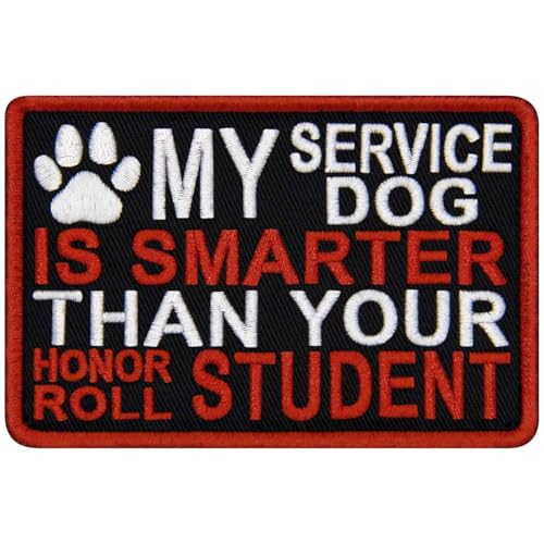 TailWag Planet Aufnäher mit Aufschrift "My Service Dog is Smarter Than Your Honor", bestickt, mit Klettverschluss TailWag Planet Aufnäher mit Aufschrift "My Service Dog is Smarter Than Your Honor", bestickt, mit Klettverschluss von TailWag Planet