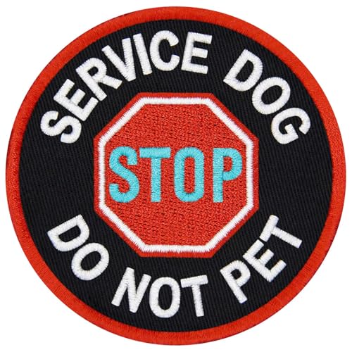 TailWag Planet Aufnäher mit Aufschrift "Service Dog Stop Do Not Pet", bestickt, mit Klettverschluss TailWag Planet Aufnäher mit Aufschrift "Service Dog Stop Do Not Pet", bestickt, mit Klettverschluss von TailWag Planet