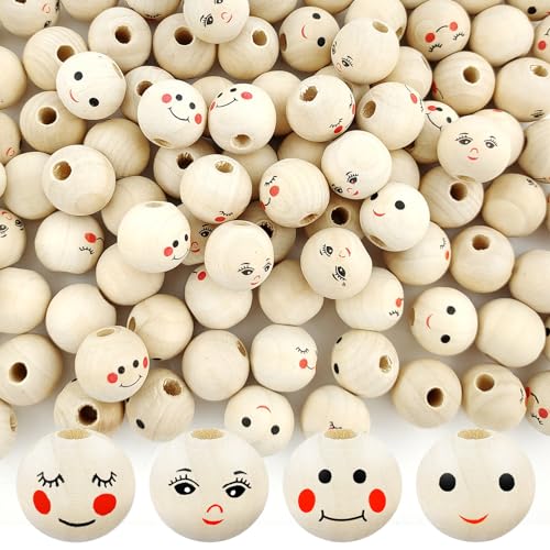 100 Stück Smile Holzperlen, Smiley Face Holzperlen, Holzperlen Natur 15-20 mm mit Gesicht, Holzperlen mit Gesicht Sorgenwürmchen, Holzkugeln mit Loch für DIY Armband Halskette Schmuck 100 Stück Smile Holzperlen, Smiley Face Holzperlen, Holzperlen Natur 15-20 mm mit Gesicht, Holzperlen mit Gesicht Sorgenwürmchen, Holzkugeln mit Loch für DIY Armband Halskette Schmuck von TaimeiMao