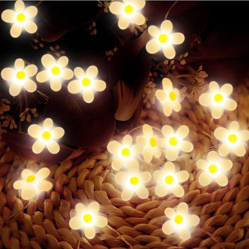 2m 20 LED Lichterkette Blumen, LED Lichterkette Gänseblümchen, LED Micro Lichter für außen & innen, für Garten, Terrasse, Balkon, Bäume, Hochzeiten, Party Deko von TaimeiMao