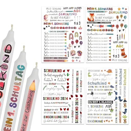 4 Bogen Einschulung Tattoofolie,DIY Schulanfang Kerzenaufkleber, Einschulung Kerzentattoos für Kerzen/Keramik türkis,Schulkind Kerzenfolie Geeignet zur Feier des Schulanfangs 4 Bogen Einschulung Tattoofolie,DIY Schulanfang Kerzenaufkleber, Einschulung Kerzentattoos für Kerzen/Keramik türkis,Schulkind Kerzenfolie Geeignet zur Feier des Schulanfangs von TaimeiMao