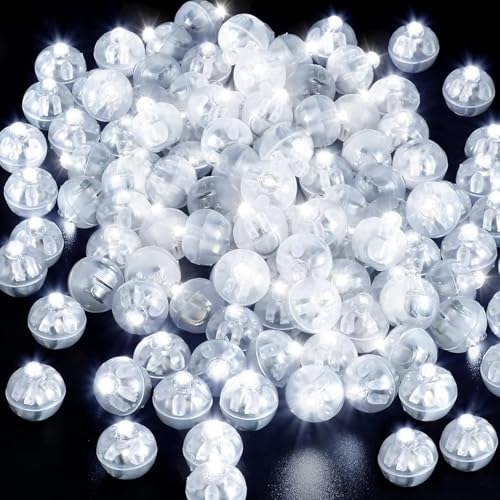 TaimeiMao 50 Stück LED Ballonlichter Weiß, Runde Mini LED Luftballon Licht Leuchtkugeln Klein Für Papier Lampions, Hochzeit, Weihnachten, Party, Geburtstag, Halloween Deko (Weiß) von TaimeiMao