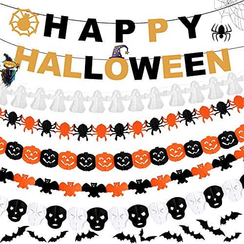 6 Stück Halloween Girlande Banner,Halloween Dekoration Set,Halloween Banner,Spinne Banner Kürbis Bannerfür Karneval Halloween Garten Banner Papier Hängendeko 6 Stück Halloween Girlande Banner,Halloween Dekoration Set,Halloween Banner,Spinne Banner Kürbis Bannerfür Karneval Halloween Garten Banner Papier Hängendeko von TaimeiMao