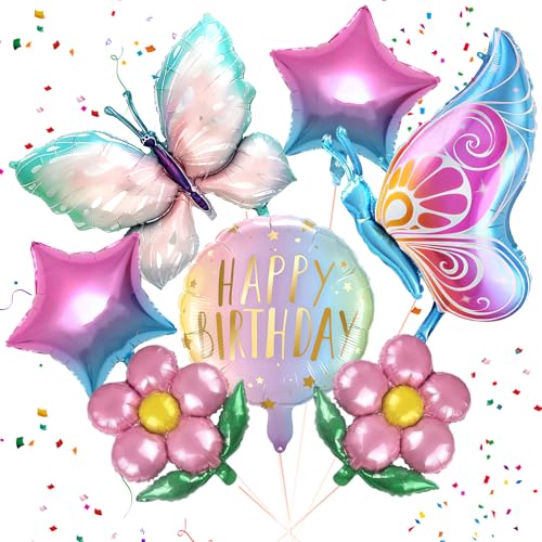 7 Stück Schmetterling Deko Geburtstag, Geburtstagsdeko Mädchen, Bunt Blumen Luftballon, Folienballon Schmetterling, Feen Deko Kindergeburtstag, für Geburtstag Jubiläum Motto Party 7 Stück Schmetterling Deko Geburtstag, Geburtstagsdeko Mädchen, Bunt Blumen Luftballon, Folienballon Schmetterling, Feen Deko Kindergeburtstag, für Geburtstag Jubiläum Motto Party von TaimeiMao