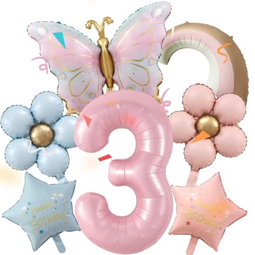3 Jahre Schmetterling Geburtstag Deko 7 Stück, mit Luftballon Blume, Regenbogenballons, Schmetterling Folienballon 3 Jahre, SchmetterlIng Luftballon 3, Mädchen 3 JaHre 3 Jahre Schmetterling Geburtstag Deko 7 Stück, mit Luftballon Blume, Regenbogenballons, Schmetterling Folienballon 3 Jahre, SchmetterlIng Luftballon 3, Mädchen 3 JaHre von TaimeiMao