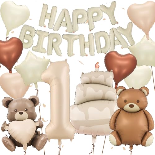 Bär Geburtstagsdeko 1 Jahre, Happy Birthday Ballon, Luftballons Geburtstag Bären, Zahlen Luftballon 1, Helium Ballon Bär für Kindergeburtstag, Deko 1. Geburtstag Junge Mädchen Bär Geburtstagsdeko 1 Jahre, Happy Birthday Ballon, Luftballons Geburtstag Bären, Zahlen Luftballon 1, Helium Ballon Bär für Kindergeburtstag, Deko 1. Geburtstag Junge Mädchen von TaimeiMao
