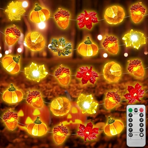 TaimeiMao Lichterkette Herbst, Herbst Deko Lichterkette,3 Meters 30 LED Eichel Kürbis Ahornblatt Lichterkette,Batteriebetrieben mit Timer 8 Modi,für Erntedankfest Weihnachten Geburtstag Party TaimeiMao Lichterkette Herbst, Herbst Deko Lichterkette,3 Meters 30 LED Eichel Kürbis Ahornblatt Lichterkette,Batteriebetrieben mit Timer 8 Modi,für Erntedankfest Weihnachten Geburtstag Party von TaimeiMao