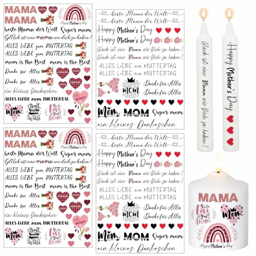 Kerzen Tattoo Muttertag,4 Stück Kerzenfolie Muttertag A5,Beste Mama Kerzensticker,Wasserschiebefolie Kerzen,Sprüche zum Muttertag,DIY Dekoration Geschenk für Kerzen und Tassen Kerzen Tattoo Muttertag,4 Stück Kerzenfolie Muttertag A5,Beste Mama Kerzensticker,Wasserschiebefolie Kerzen,Sprüche zum Muttertag,DIY Dekoration Geschenk für Kerzen und Tassen von TaimeiMao