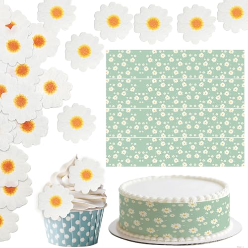 Essbare Blumen für Torte, 4PCS Tortenband Essbar + 40PCS Gänseblümchen Tortendeko Essbare Blüten Kuchen Deko, Esspapier Blumen Cupcake Toppers für Geburtstag Hochzeit Party Dekoration Essbare Blumen für Torte, 4PCS Tortenband Essbar + 40PCS Gänseblümchen Tortendeko Essbare Blüten Kuchen Deko, Esspapier Blumen Cupcake Toppers für Geburtstag Hochzeit Party Dekoration von TaimeiMao