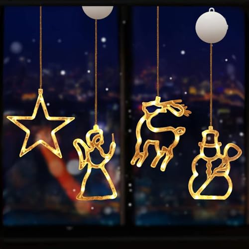 LED Fensterlicht Saugnapf, 4 Stück LED Saugnapf Weihnachten Lichter, Fensterdeko Weihnachten Mit Saugnapf, Weihnachtsdeko Fenster, Weihnachtsdeko Led mit Saugnapf, für Weihnachten Deko, Party LED Fensterlicht Saugnapf, 4 Stück LED Saugnapf Weihnachten Lichter, Fensterdeko Weihnachten Mit Saugnapf, Weihnachtsdeko Fenster, Weihnachtsdeko Led mit Saugnapf, für Weihnachten Deko, Party von TaimeiMao