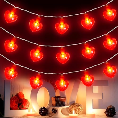 LED Lichterkette Herzen, Herzförmige Lichterkette mit Papier Herz Konfetti, Lichterkette Rot 3m Lichtlänge,für Valentinstag Dekoration, Hochzeit Jahrestag Party Deko LED Lichterkette Herzen, Herzförmige Lichterkette mit Papier Herz Konfetti, Lichterkette Rot 3m Lichtlänge,für Valentinstag Dekoration, Hochzeit Jahrestag Party Deko von TaimeiMao