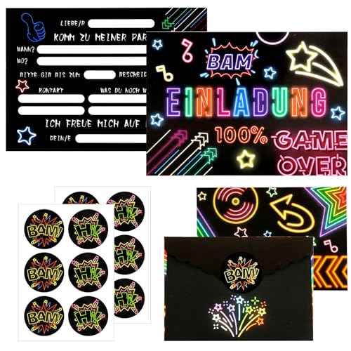Neon Einladungskarten 12 Stück,nkl. Umschläge 12 Stück + 12pcs Aufkleber,Deutsch Einladungskarten Kindergeburtstag,Lustige Einladung Partyeinladung. Neon Einladungskarten 12 Stück,nkl. Umschläge 12 Stück + 12pcs Aufkleber,Deutsch Einladungskarten Kindergeburtstag,Lustige Einladung Partyeinladung. von TaimeiMao