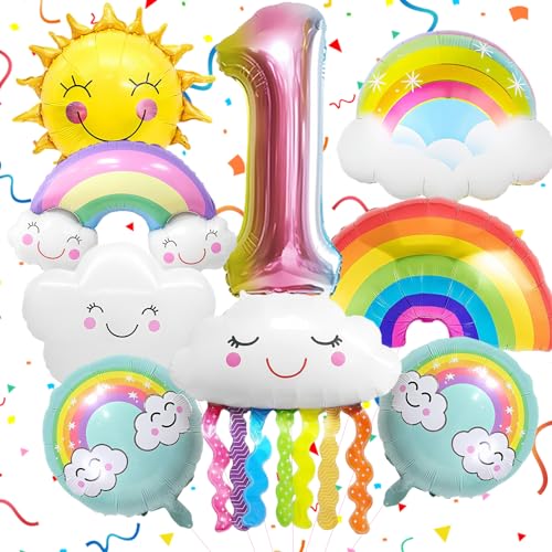 9 Stück Regenbogen Luftballons 1. Kindergeburtstag Deko Folienballons mit Wolken & Sonne Geschenk zum 1. Geburtstag für Jungen und Mädchen 9 Stück Regenbogen Luftballons 1. Kindergeburtstag Deko Folienballons mit Wolken & Sonne Geschenk zum 1. Geburtstag für Jungen und Mädchen von TaimeiMao