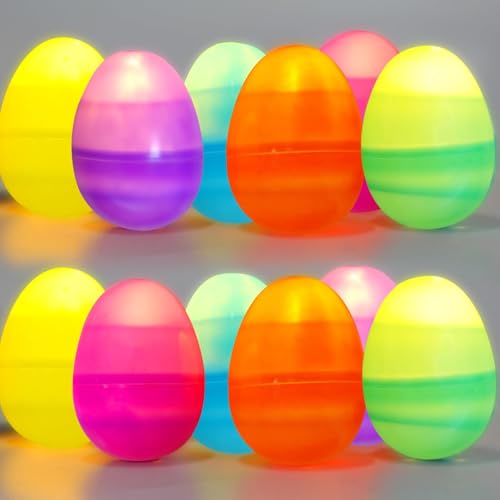 TaimeiMao 12 Stück Osterdeko Eier Lichter, LED Teelichter, Mini Ostereier Lichterkette, Bunte Ostereier mit Farbverlauf, Eiförmige Dekoration Lichter Für Ostern von TaimeiMao