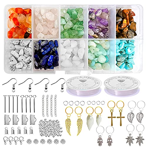 TaimeiMao 450 Stück DIY Schmuckset,10 Farben Edelsteine mit Loch,Naturform Perlen,Gemstone Chips Beads,Edelsteinperlen Naturform Perlen,Amethyst Rosenquarz Mondstein,Edelsteinperlen TaimeiMao 450 Stück DIY Schmuckset,10 Farben Edelsteine mit Loch,Naturform Perlen,Gemstone Chips Beads,Edelsteinperlen Naturform Perlen,Amethyst Rosenquarz Mondstein,Edelsteinperlen von TaimeiMao