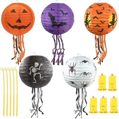 TaimeiMao 5 Stück Halloween Laterne, fledermäuse GeistLaterne, kürbisse papierlampions,Faltbare Halloween Kürbis Papierlaterne, Ideal für Outdoor, Junge Mädchen Sankt Martin Dekoration Laternen TaimeiMao 5 Stück Halloween Laterne, fledermäuse GeistLaterne, kürbisse papierlampions,Faltbare Halloween Kürbis Papierlaterne, Ideal für Outdoor, Junge Mädchen Sankt Martin Dekoration Laternen von TaimeiMao