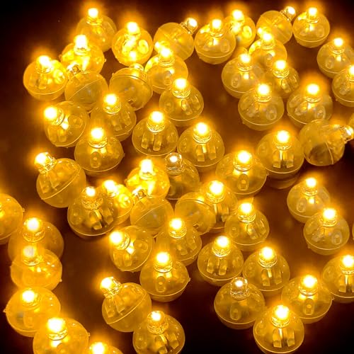 TaimeiMao 50 Stück LED Ballonlichter Warmweiß, Runde Mini LED Luftballon Licht Leuchtkugeln Klein Für Papier Lampions, Hochzeit, Weihnachten, Party, Geburtstag, Halloween Deko (Gelb) von TaimeiMao