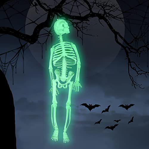 TaimeiMao Halloween Deko Skelett 20 cm, Kann Aufgehängt Werden Skelett Halloween, Halloween Leuchtendes Schädel Skelett, Halloween Deko Gruselig, für Haunted House/Grusel Mottoparty/Skelett Deko Haus TaimeiMao Halloween Deko Skelett 20 cm, Kann Aufgehängt Werden Skelett Halloween, Halloween Leuchtendes Schädel Skelett, Halloween Deko Gruselig, für Haunted House/Grusel Mottoparty/Skelett Deko Haus von TaimeiMao