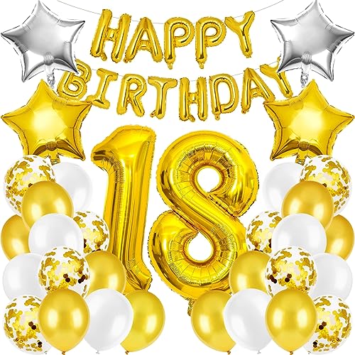 TaimeiMao Deko zum 18 Geburtstag,18. Geburtstag Junge Mädchen,18. Deko,Luftballon 18. Geburtstag,Luftballon Zahlen 18,Konfetti Ballons,Riesen Folienballon,Happy Birthday Banner von TaimeiMao