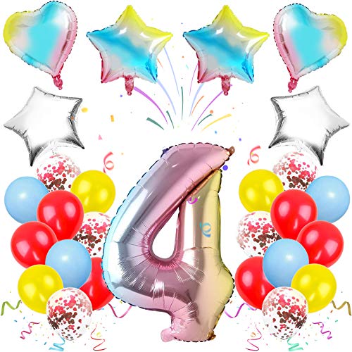 Luftballon 4. Geburtstag Rosa,Geburtstagsdeko 4 Jahr Mädchen, Happy Birthday Dekoration Zahl,Zahlenballon Deko zum Geburtstag,Nummerndekoration,Riesen Folienballon,Happy Birthday Dekoration von TaimeiMao