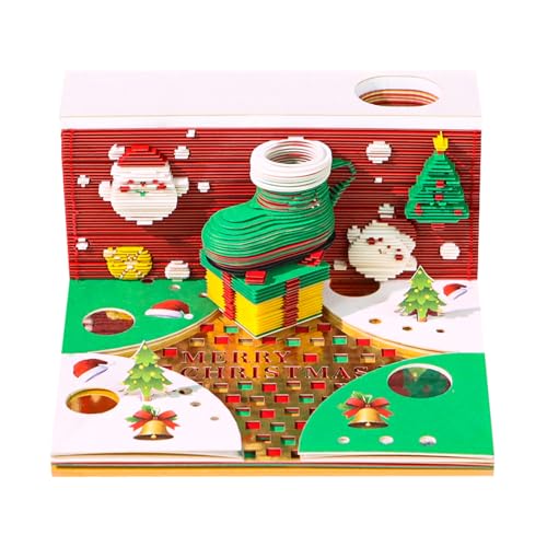 2026 Kalender 3D Memo Pad Papier Kreative 3D Notizblock Papier, Countdown Kalender Schnitzen Geschenk Desktop Dekoration (Weihnachten) von Taimimy
