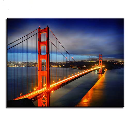 DIY 5D Diamond Painting Set,Golden Gate Bridge Full Drill Diamant Painting Bilder für Erwachsene Kinder Kristall Strass Stickerei Kreuzstich Arts Craft für Home Wand Décor Square Drill,60x80cm von Tainrun