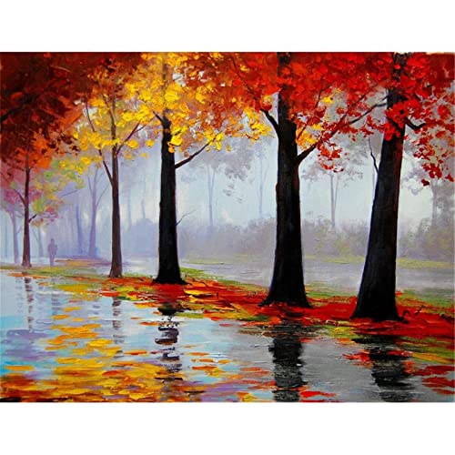Diamond Painting Set,Landschaftsbaum Diamant Painting Bilder 5D Erwachsene/Kinder Stickerei Kreuzstich Mosaik Gemälde DIY Diamant Malerei Kits Vollbohrer,für Home Wall Décor Round Drill,30x40cm von Tainrun