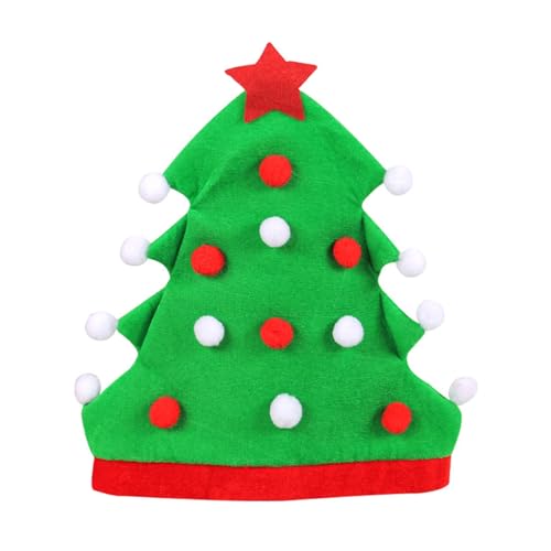 Tainrunse Bequeme Weihnachtsmütze, Plüschstoff, warm, für Herren und Damen, klassisches Clown-Kostüm, einfach, niedlich, festlich, Urlaubsmotiv, Neuheit, Design, weich, gemütlich, trendig, Grün von Tainrunse