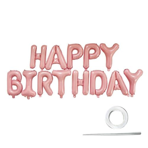 Tainrunse Buchstaben, Luftballons, Banner, Partygeschenke, Happy Birthday, Luftballons, Banner, keine Luftlecks, Hellrosa von Tainrunse