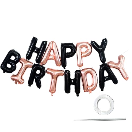 Tainrunse Buchstaben, Luftballons, Banner, Partygeschenke, Happy Birthday, Luftballons, Banner, keine Luftlecks, Schwarz / Rotgold von Tainrunse