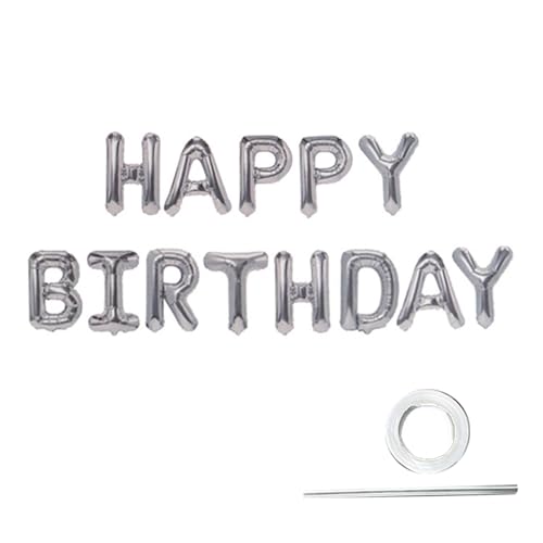 Tainrunse Buchstaben, Luftballons, Banner, Partygeschenke, Happy Birthday, Luftballons, Banner, keine Luftlecks, Silber von Tainrunse