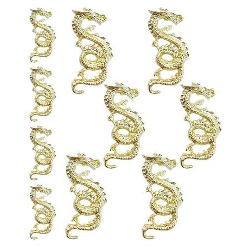 Tainrunse Exquisites Drachen-Nagelkunst-Zubehör, glänzende Strasssteine, chinesisches Sternzeichen, Legierung, 3D-Metall, Damen, goldfarben, 10 Stück Tainrunse Exquisites Drachen-Nagelkunst-Zubehör, glänzende Strasssteine, chinesisches Sternzeichen, Legierung, 3D-Metall, Damen, goldfarben, 10 Stück von Tainrunse